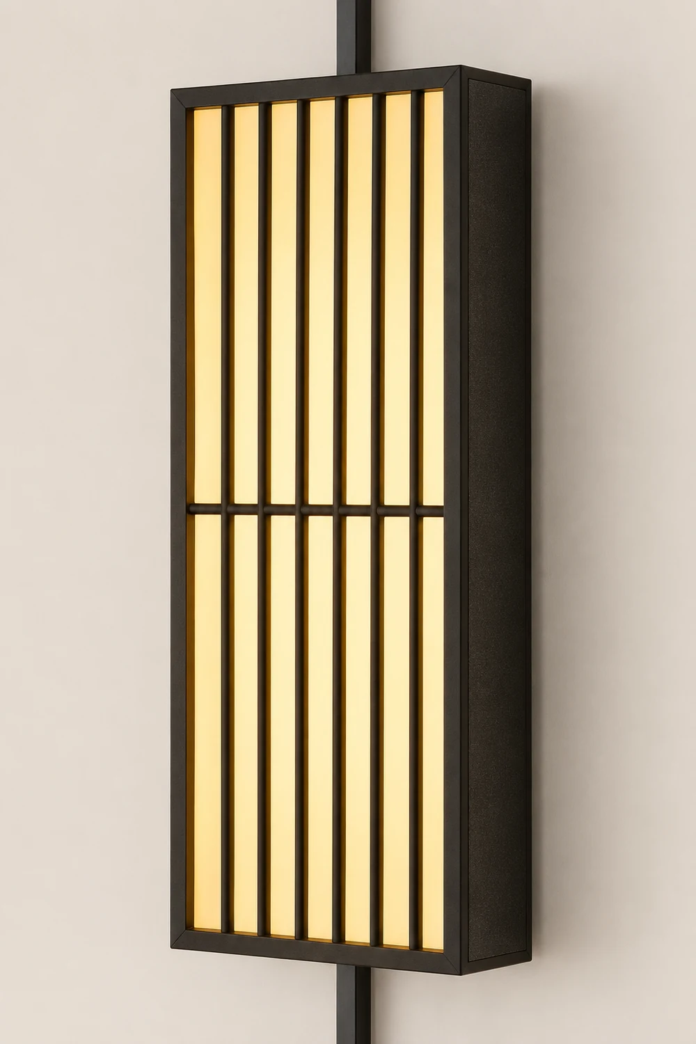 Retro Vertical Stripe Grid LED Waterproof Brown Outdoor Wall Lamp - Lumpaz