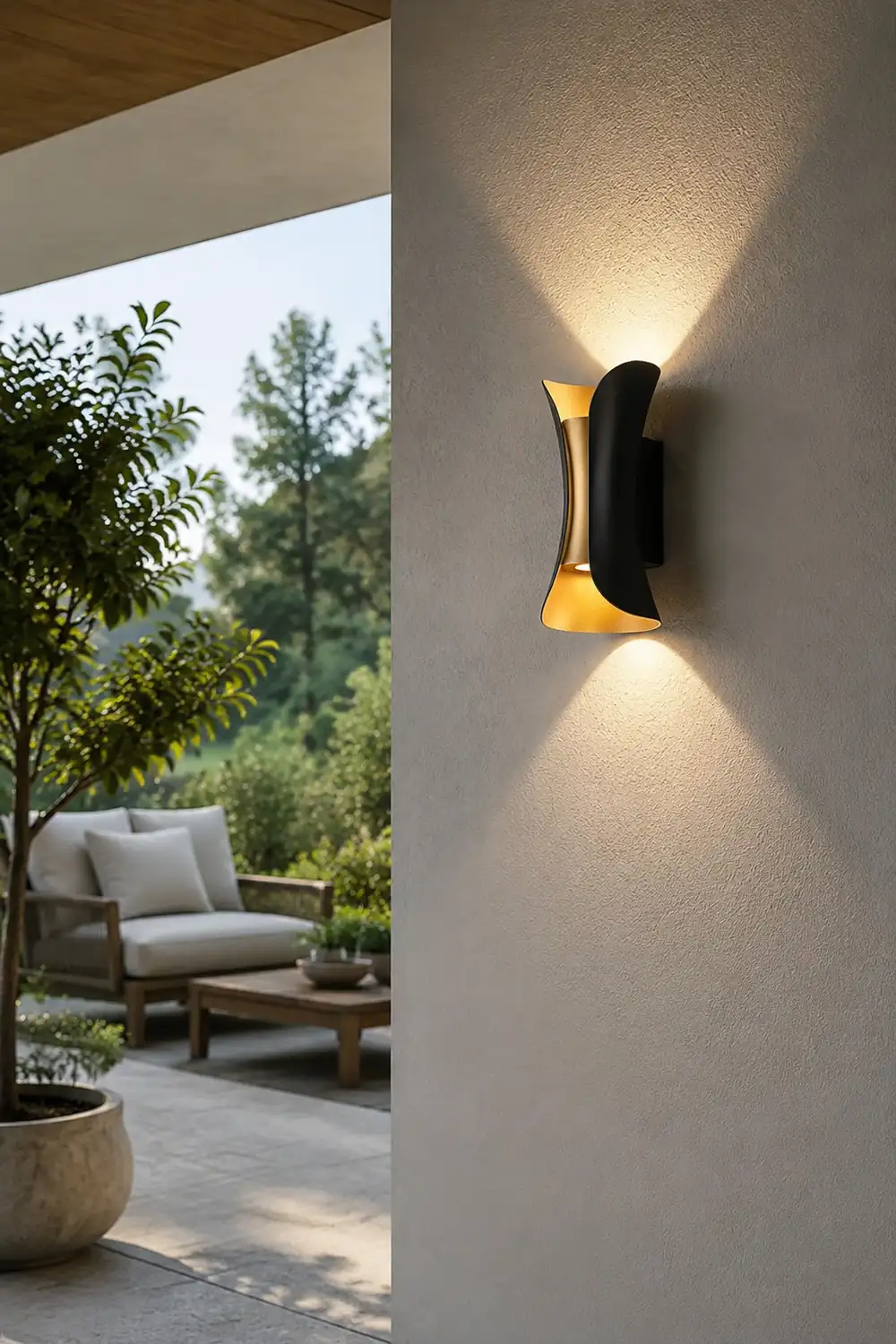 Curved LED Up and Down Lighting Waterproof Modern Outdoor Wall Lights - Lumpaz