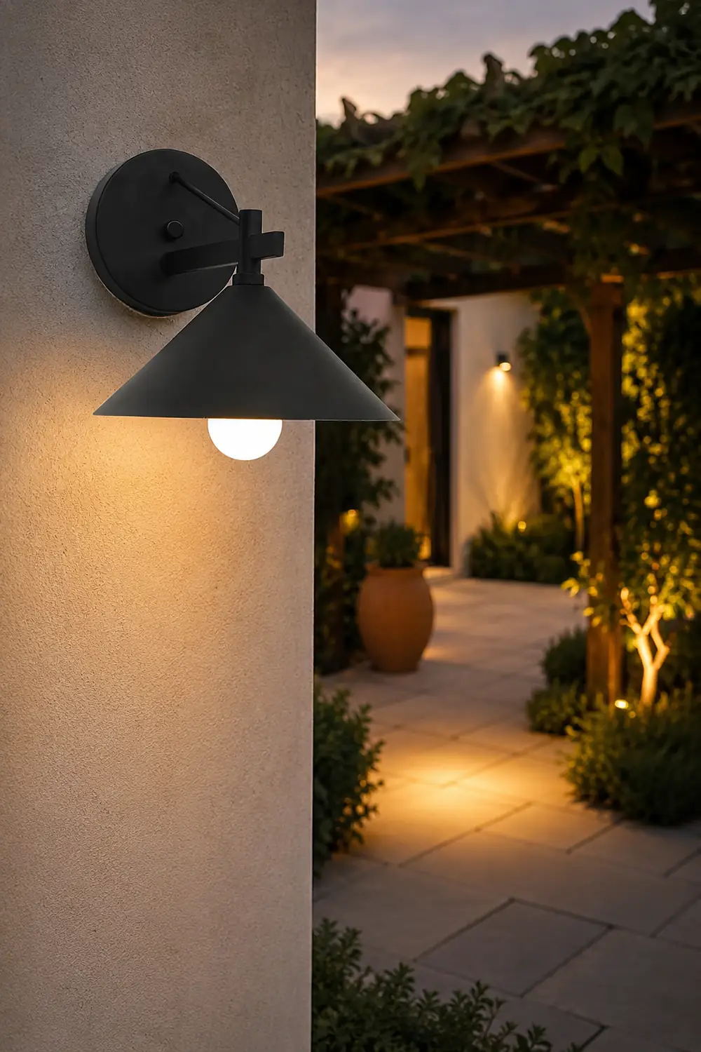 Conical Simple Waterproof Retro American-style Outdoor Wall Sconce Lighting - Lumpaz
