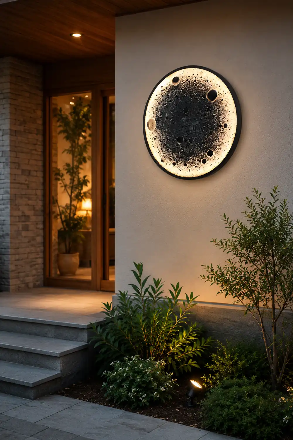 Round Moon Waterproof LED Modern Outdoor Wall Lights Fixture Wall Lamp - Lumpaz