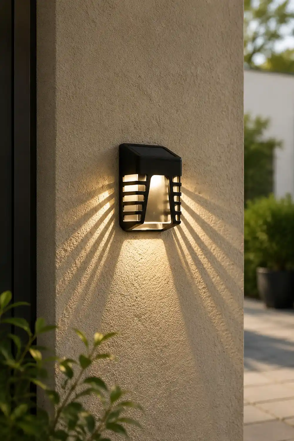 Waterproof Intelligent LED Black Modern Solar Outdoor Wall Lights - Lumpaz