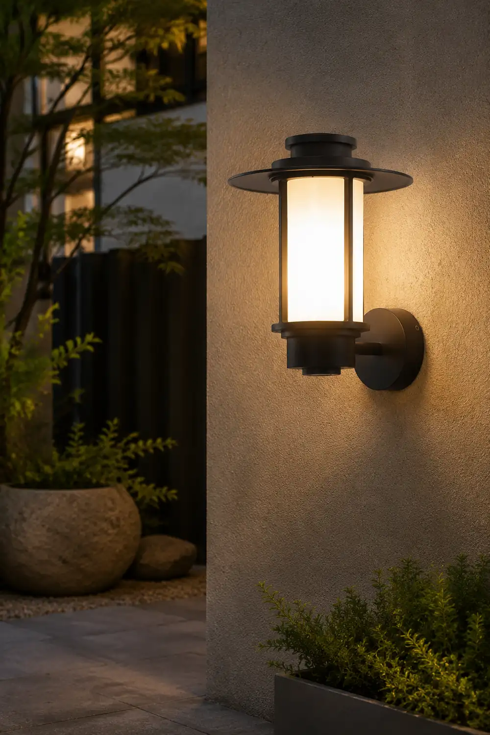 Top Hats Shape Aluminum LED Waterproof Black Retro Outdoor Wall Lights - Lumpaz