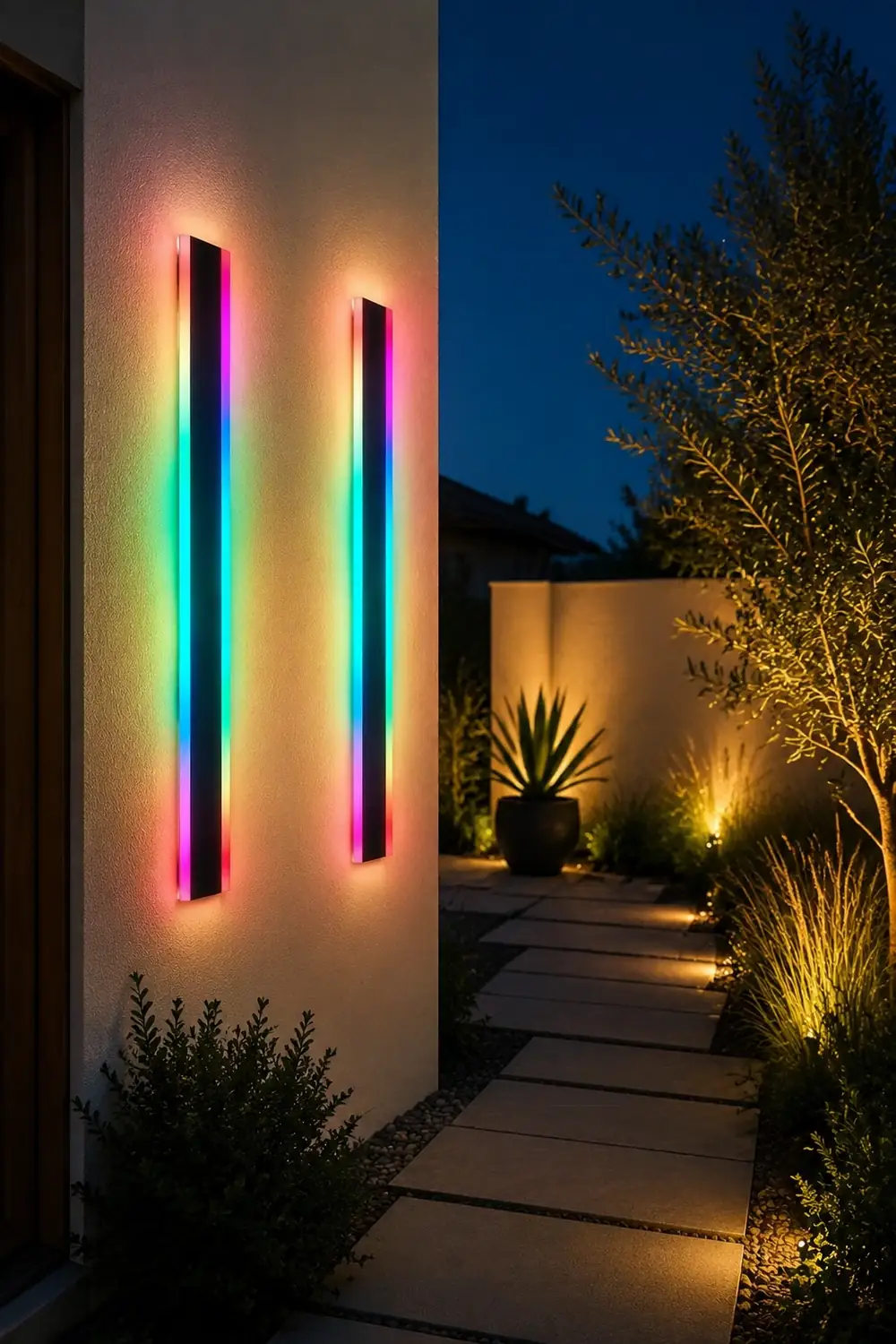 Long Strip Waterproof LED RGB Multi Color Modern Outdoor Sconces - Lumpaz