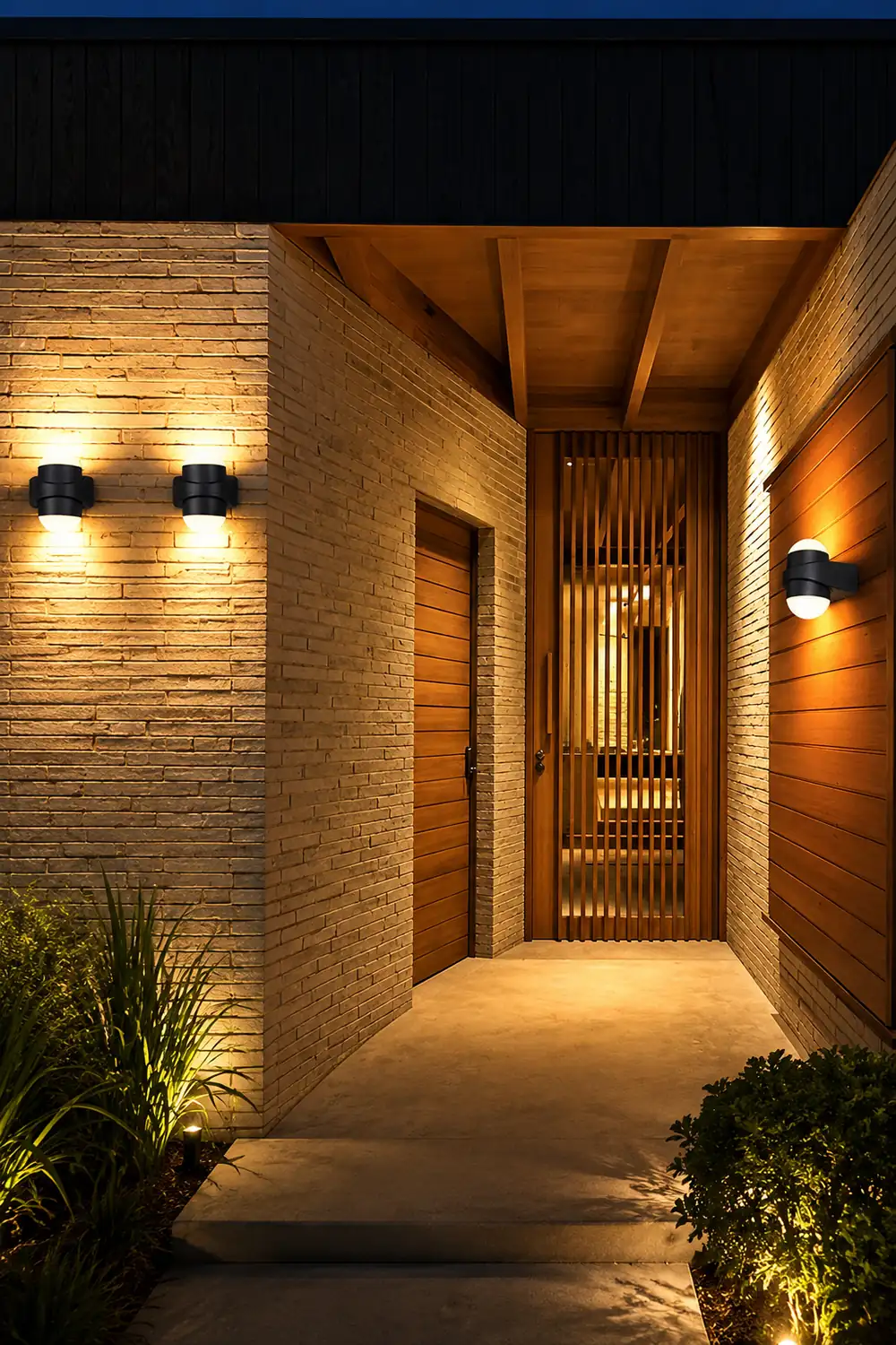 Round Waterproof LED Black Modern Up and Down Lights Outdoor Wall Sconces - Lumpaz