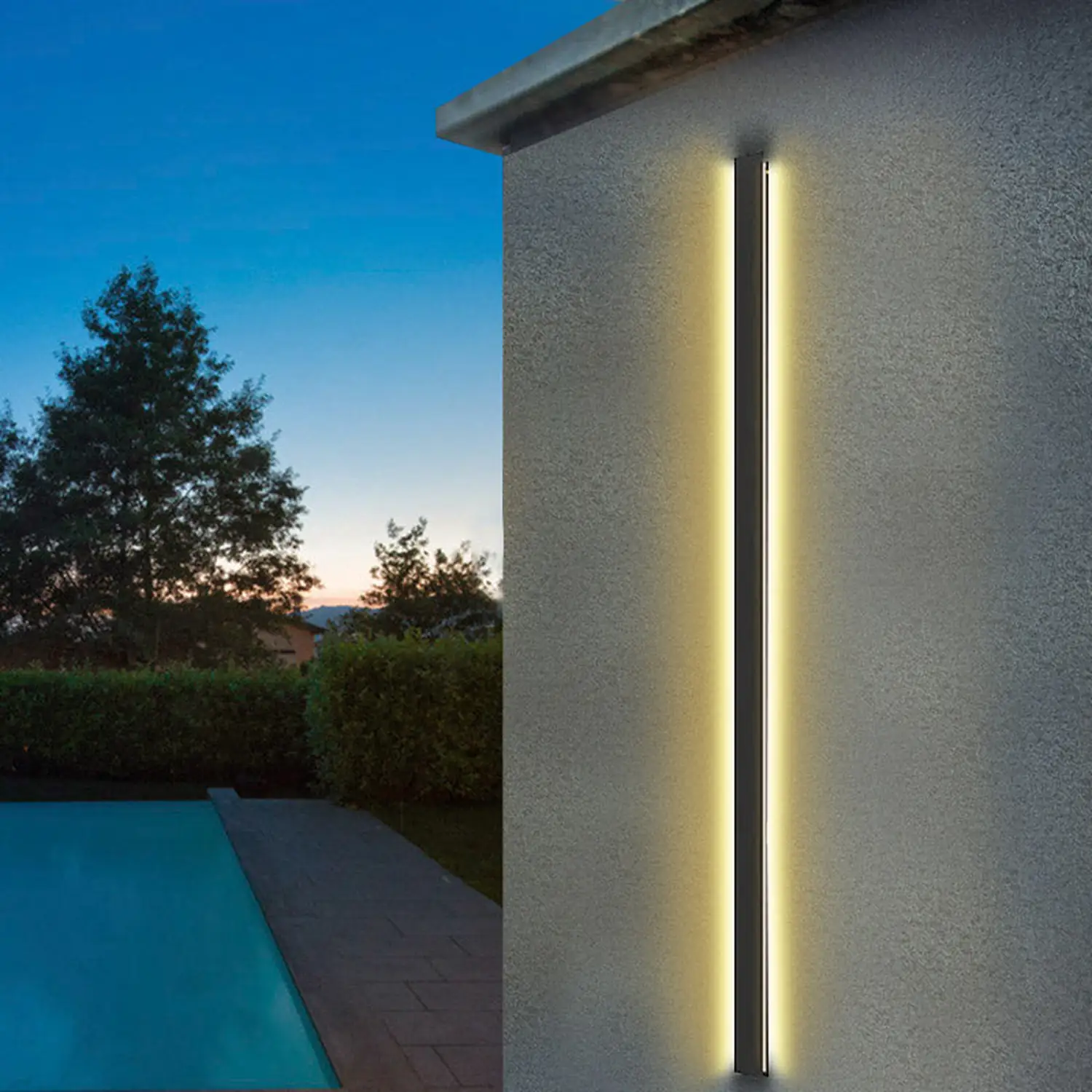 LED Long Strip Metal Waterproof Black Minimalist Outdoor Wall Lights - Lumpaz