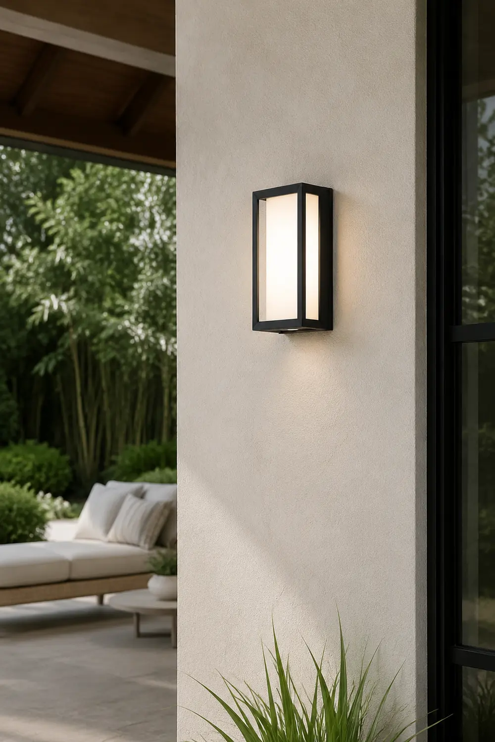 Unique Rectangular Frame Waterproof Black Modern Outdoor Wall Lights - Lumpaz