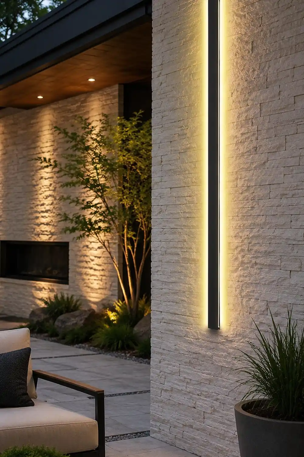 Black Long Strip LED Waterproof Modern Outdoor Wall Lights Porch Lights - Lumpaz