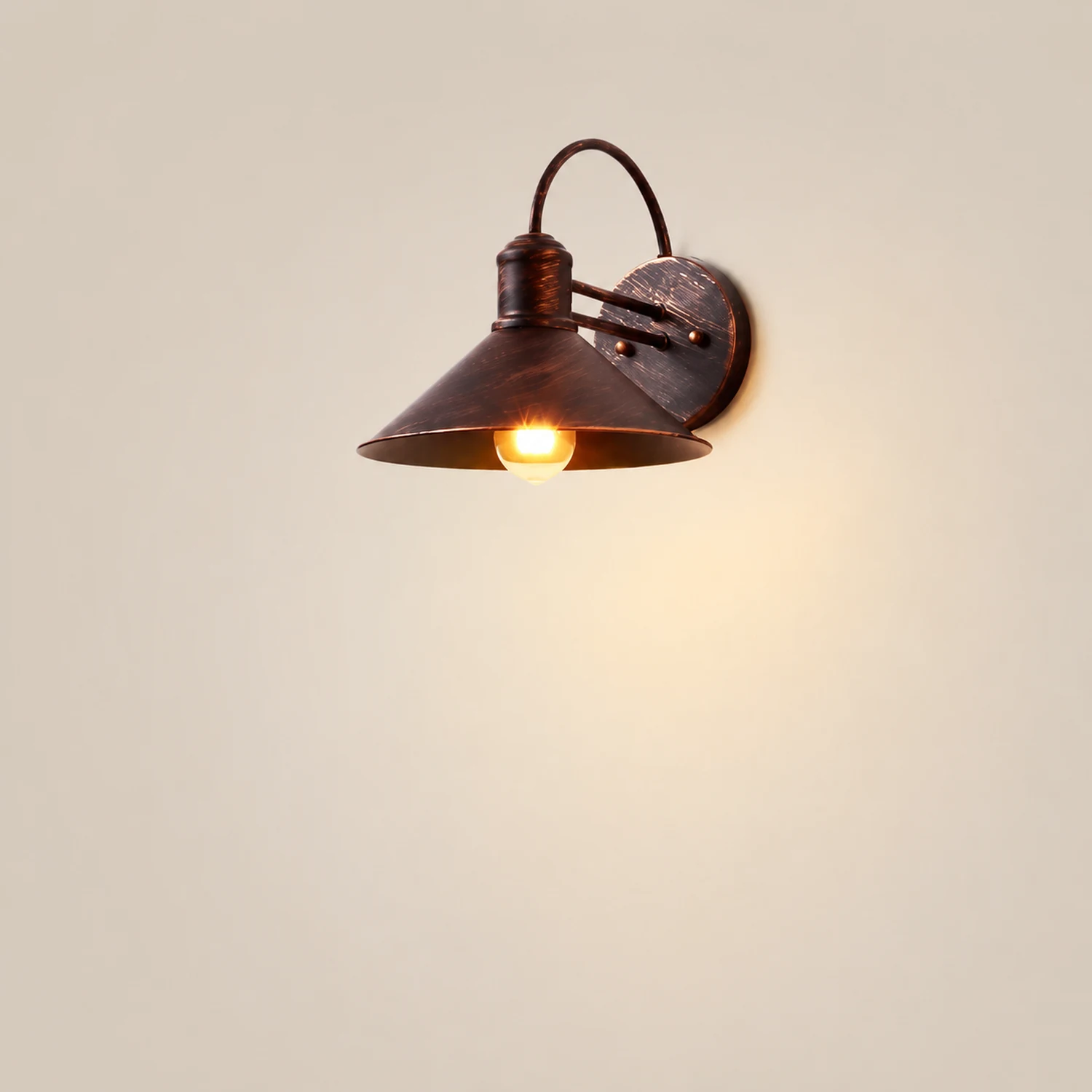 Retro Conical Iron Waterproof Industrial Style Outdoor Wall Lamp Exterior Lights - Lumpaz