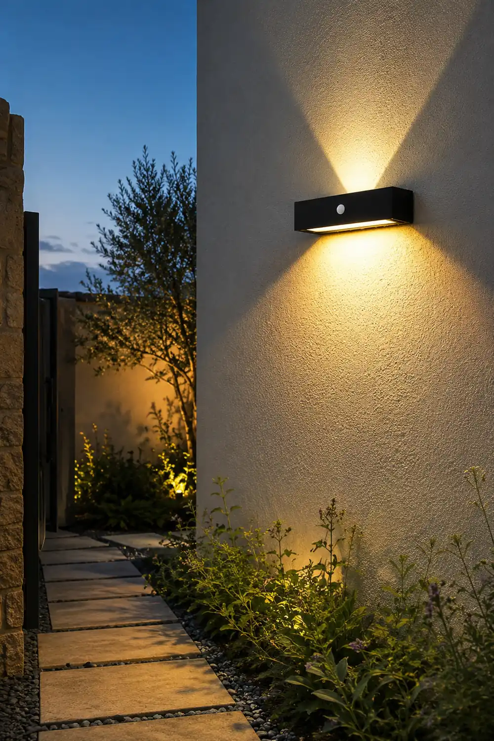 Waterproof LED Up and Down Lights Motion Sensor Modern Solar Wall Lamp - Lumpaz
