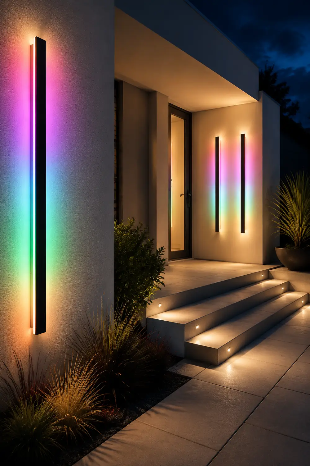 Black Long Strip LED RGB Outdoor Waterproof Wall Light - Lumpaz