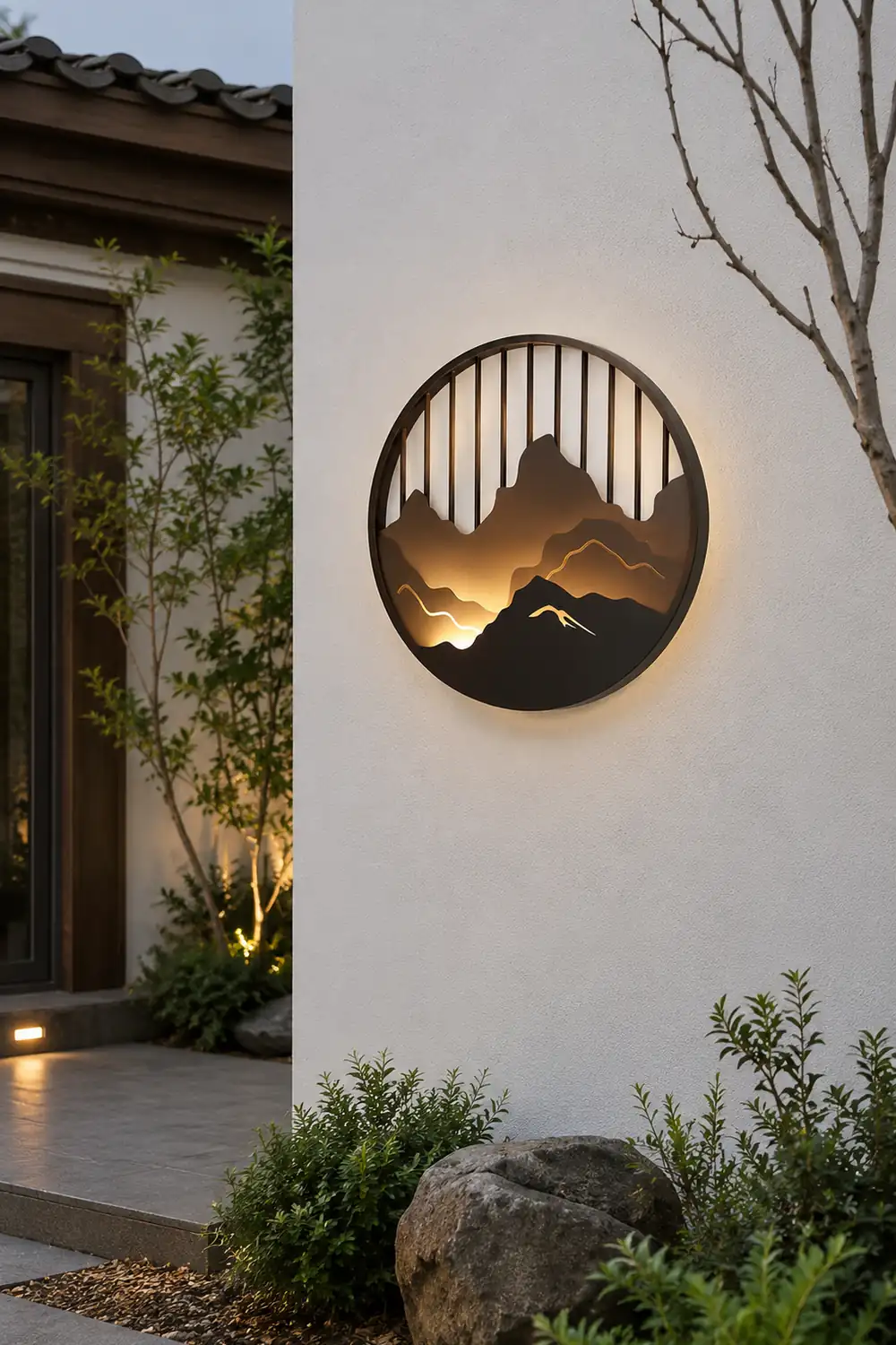 Round Mountain Scenery LED Waterproof Outdoor Wall Sconce Lighting - Lumpaz