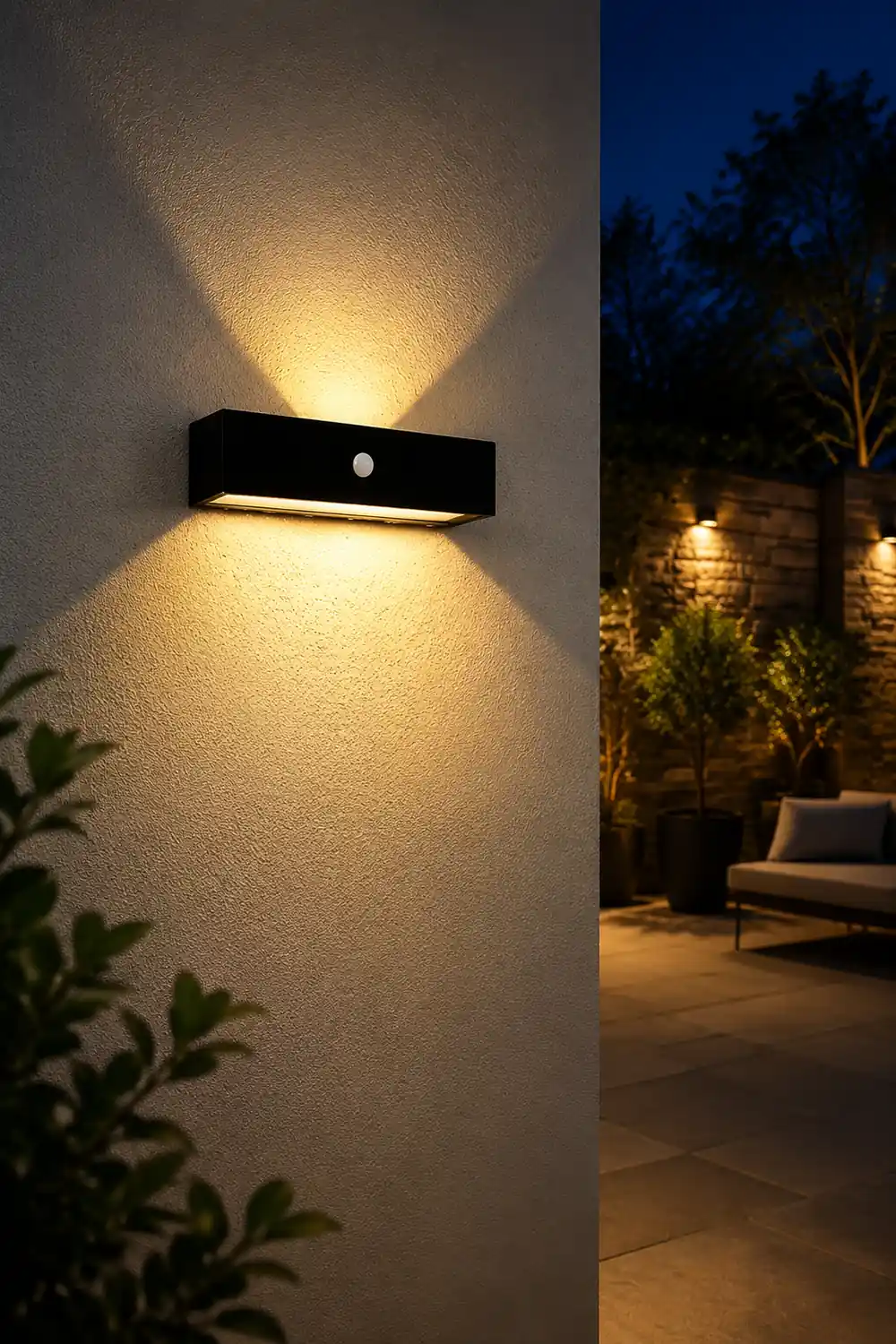 Waterproof LED Up and Down Lights Motion Sensor Modern Solar Wall Lamp - Lumpaz