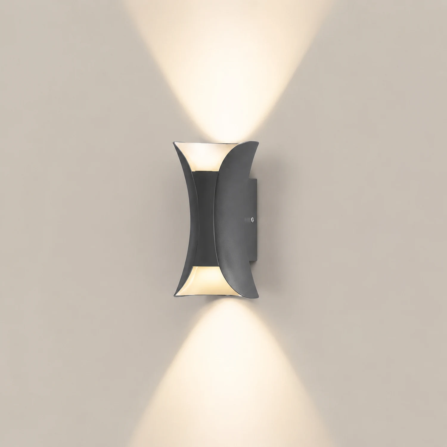 Curved LED Up and Down Lighting Waterproof Modern Outdoor Wall Lights - Lumpaz