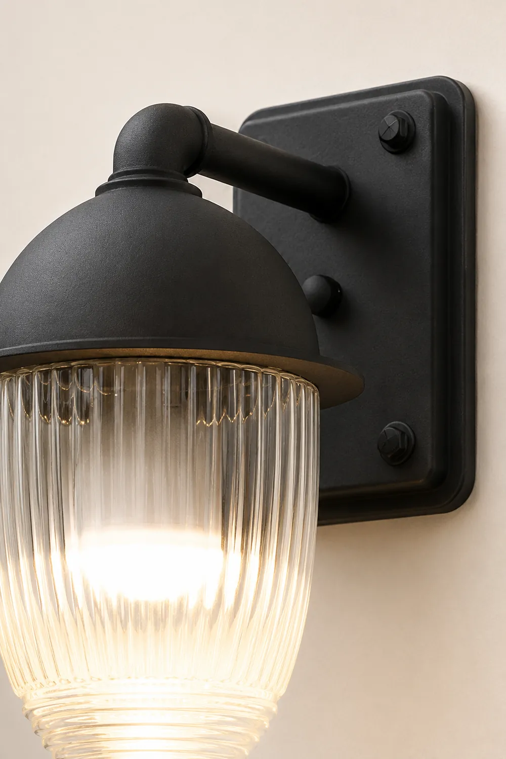Waterproof Glass Ball Matte Black Modern Outdoor Wall Lamp Exterior Lights - Lumpaz