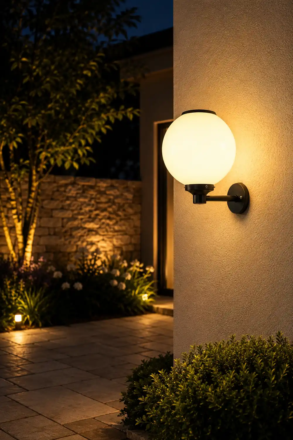 Round Three Step Dimming LED Modern Solar Wall Lights Outdoor Wall Lamp - Lumpaz