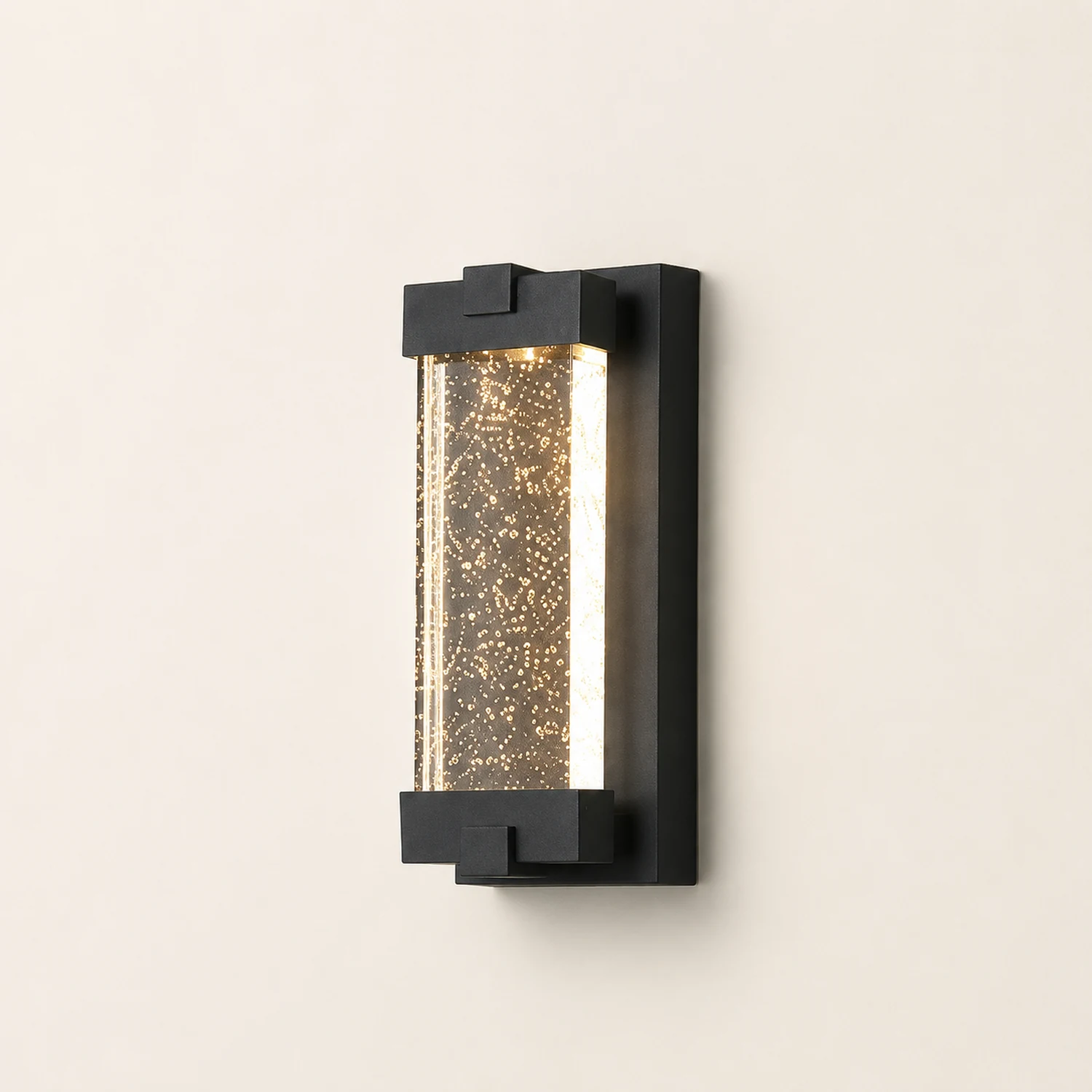 Rectangular Bubbles Crystal Waterproof COB Black Outdoor Wall Lights - Lumpaz