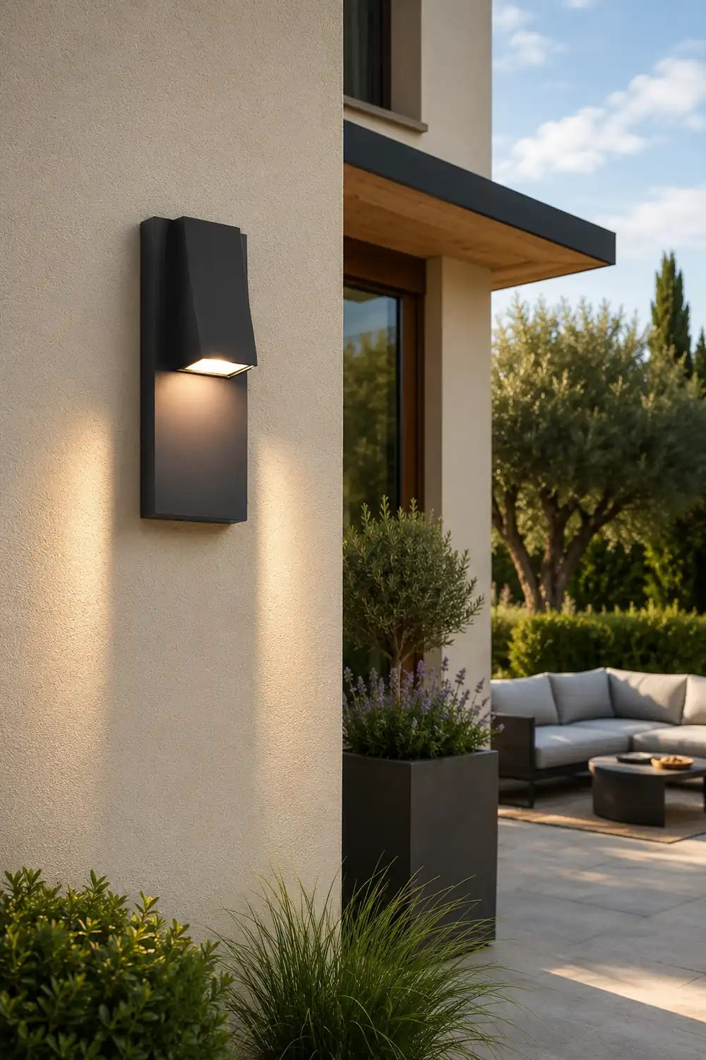 Rectangle Waterproof LED Black Modern Outdoor Wall Lamp Wall Light Fixture - Lumpaz