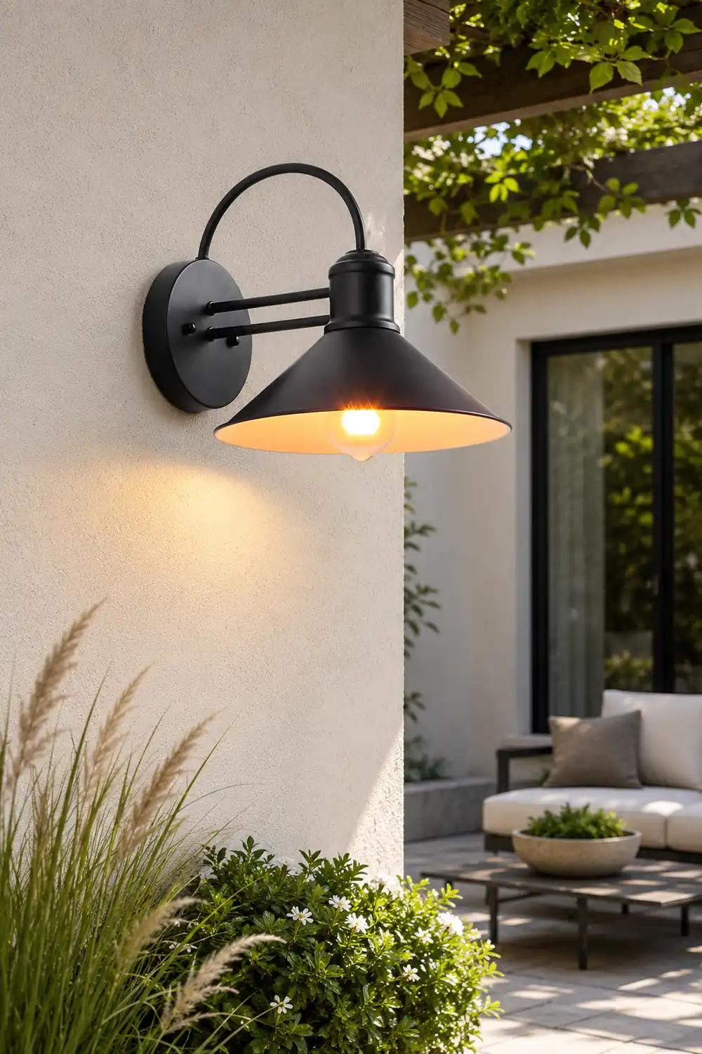 Retro Conical Iron Waterproof Industrial Style Outdoor Wall Lamp Exterior Lights - Lumpaz