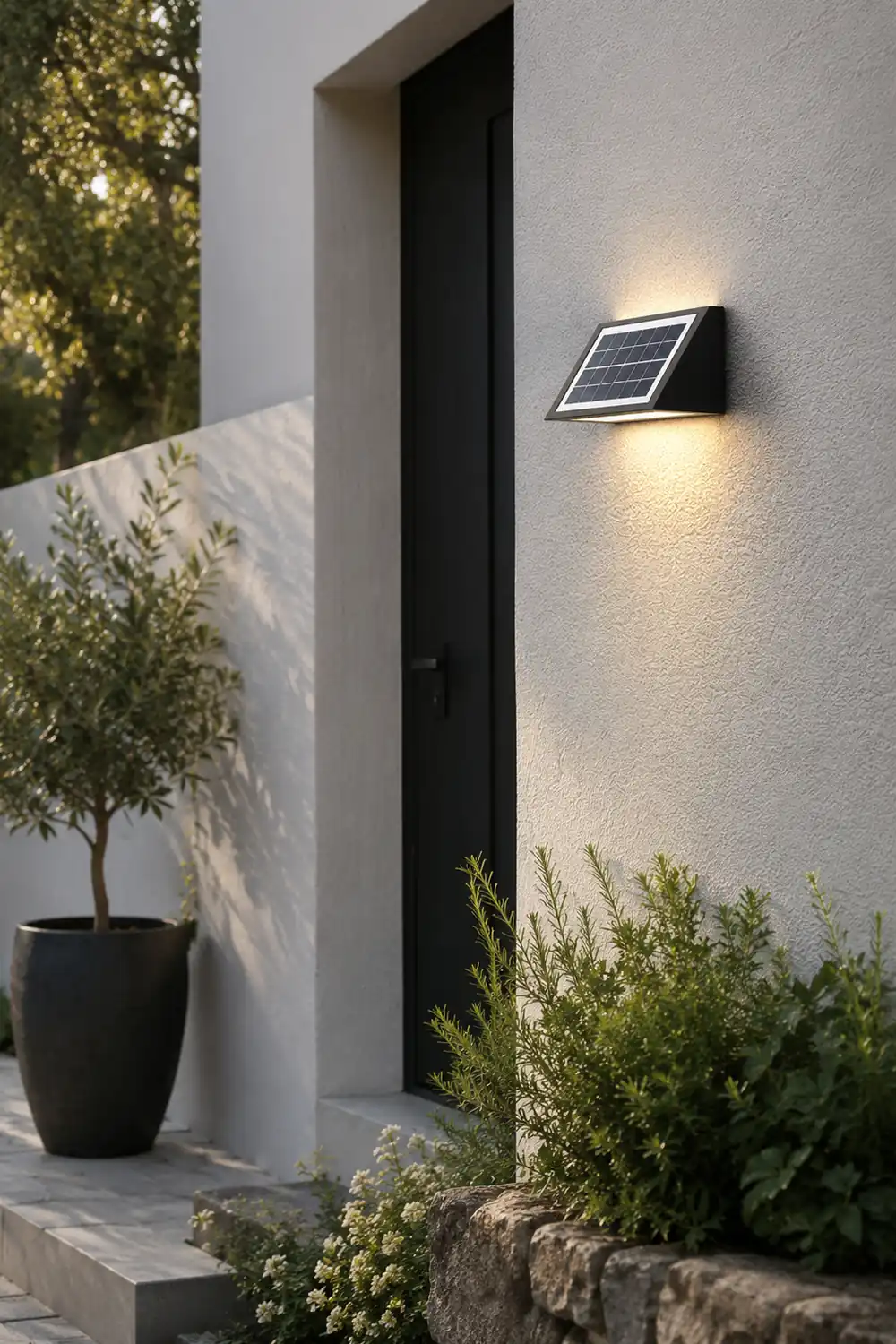 Waterproof Minimalist LED Up Donw Lighting Solar Outdoor Wall Lights - Lumpaz