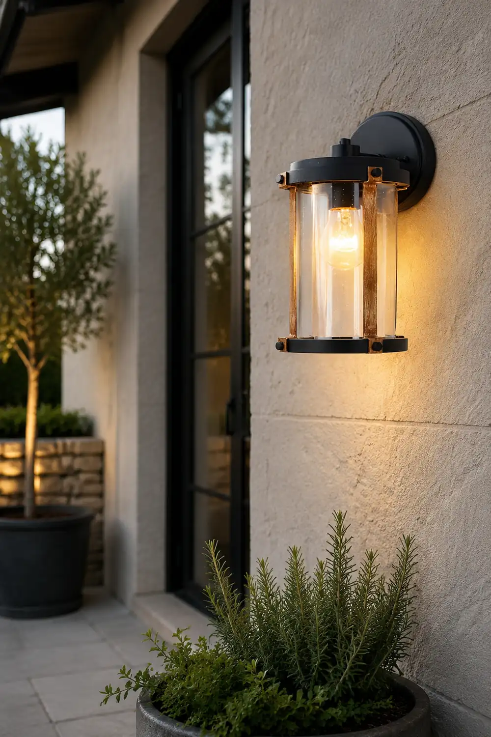 Vintage Waterproof Glass Black Industrial Style Outdoor Wall Sconces Lighting - Lumpaz