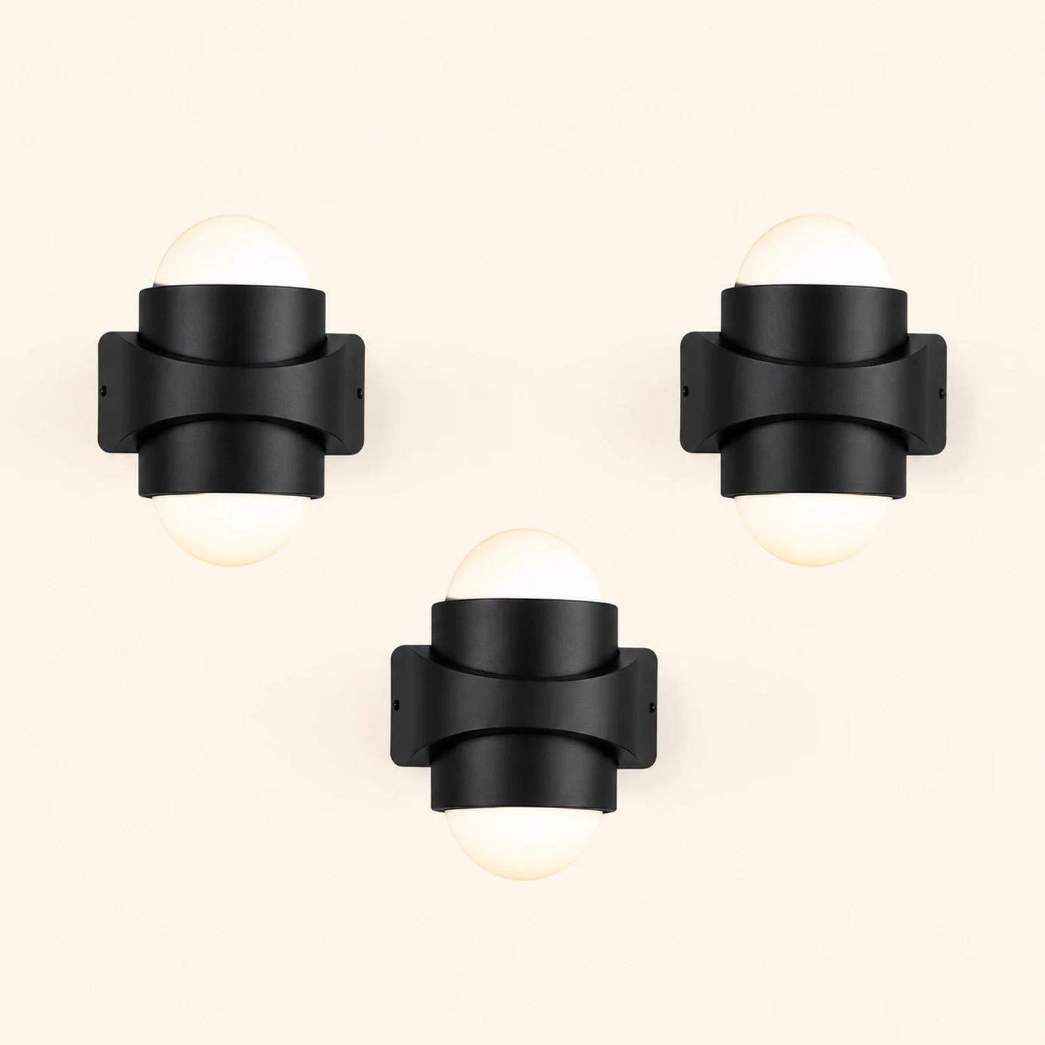 Round Waterproof LED Black Modern Up and Down Lights Outdoor Wall Sconces - Lumpaz