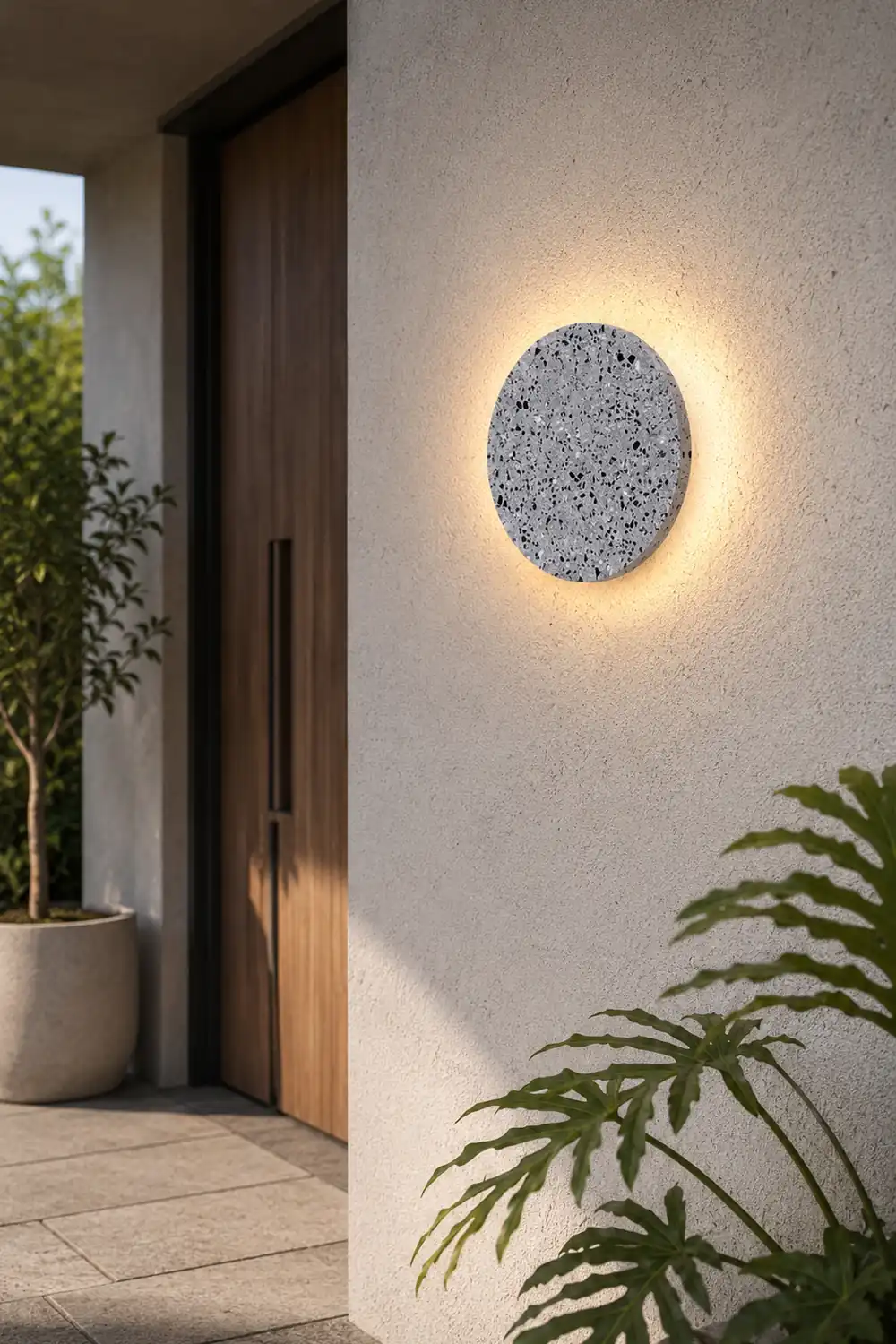 Circular Terrazzo Waterproof Minimalist Outdoor Wall Lights Porch Lights - Lumpaz