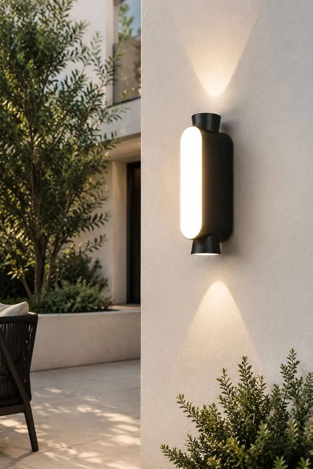 Waterproof LED Up and Down Lights Black Modern Outdoor Wall Sconce Lighting - Lumpaz