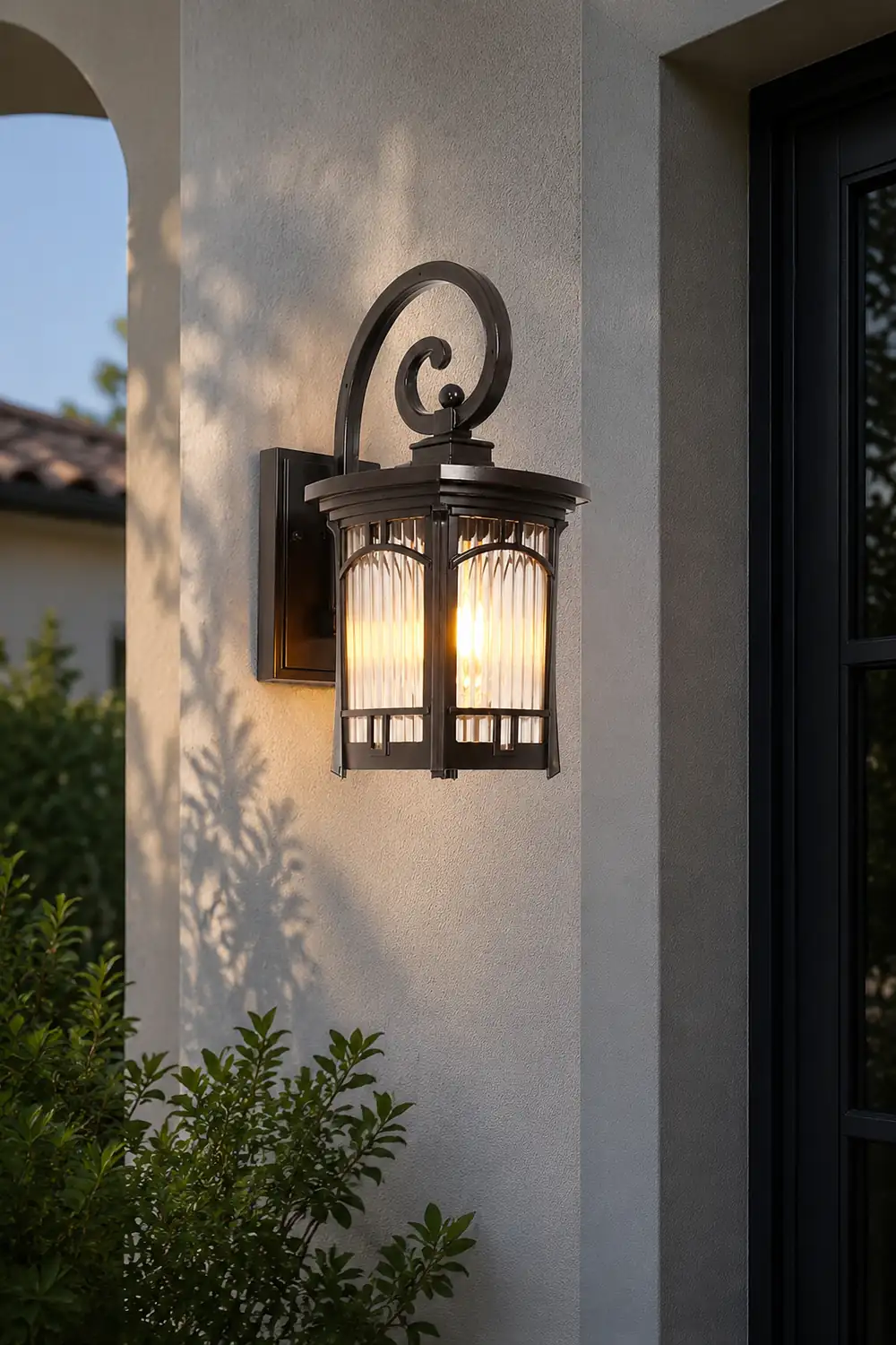 Vintage Striped Glass Shade Waterproof Modern Outdoor Wall Lights - Lumpaz