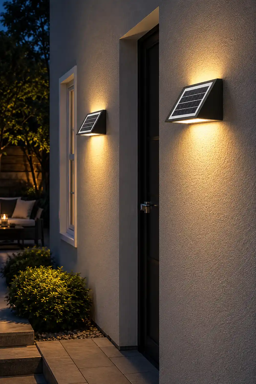 Waterproof Minimalist LED Up Donw Lighting Solar Outdoor Wall Lights - Lumpaz