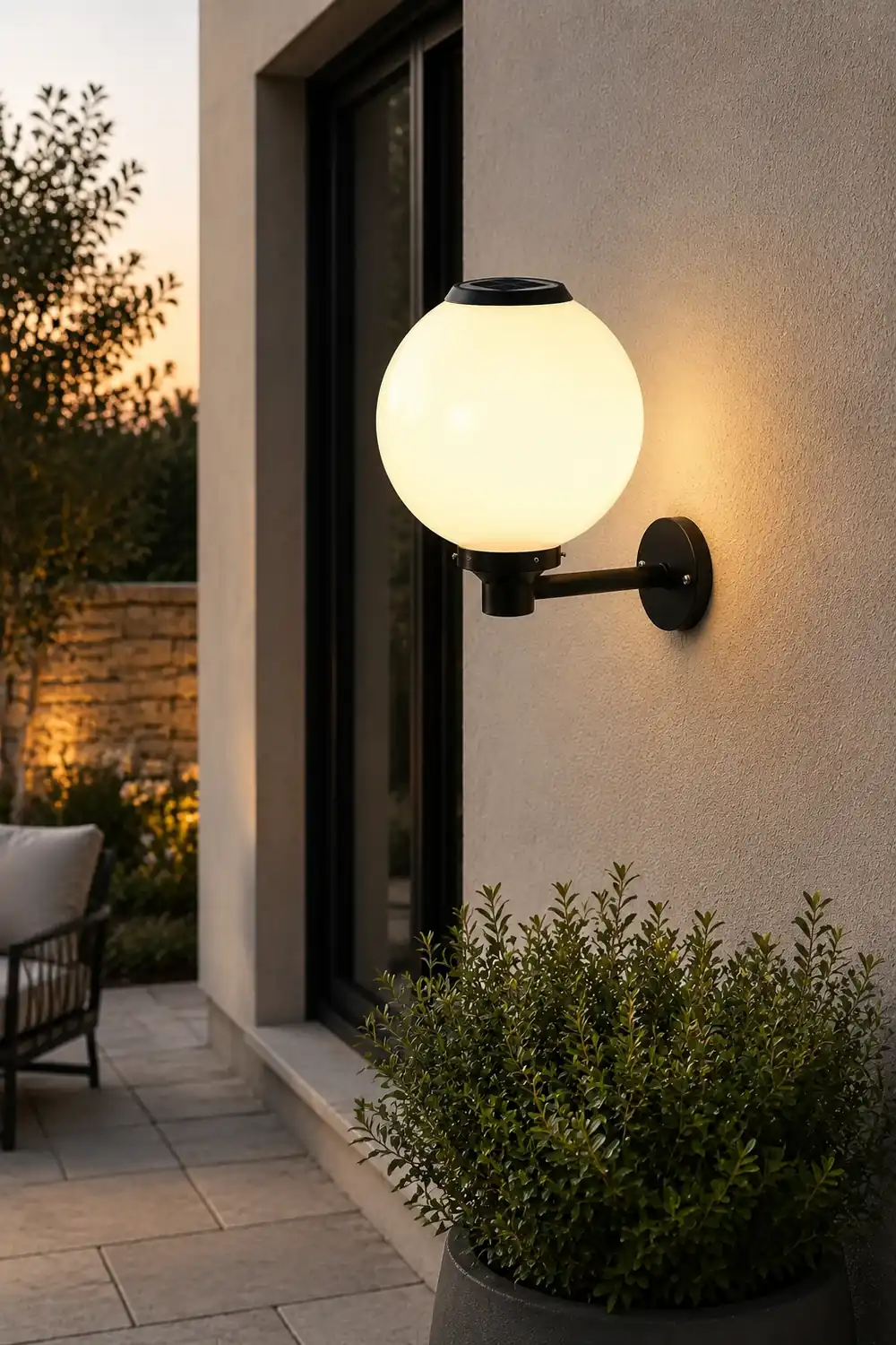 Round Three Step Dimming LED Modern Solar Wall Lights Outdoor Wall Lamp - Lumpaz