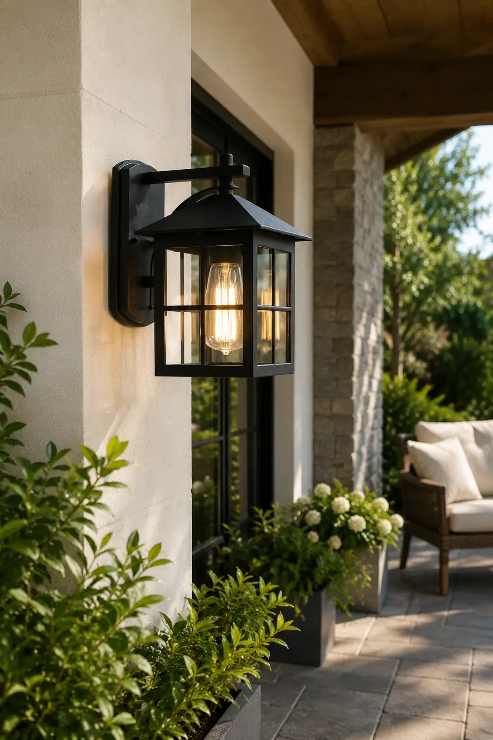 Minimalist Square Glass Lampshade Waterproof Modern Outdoor Lanterns - Lumpaz