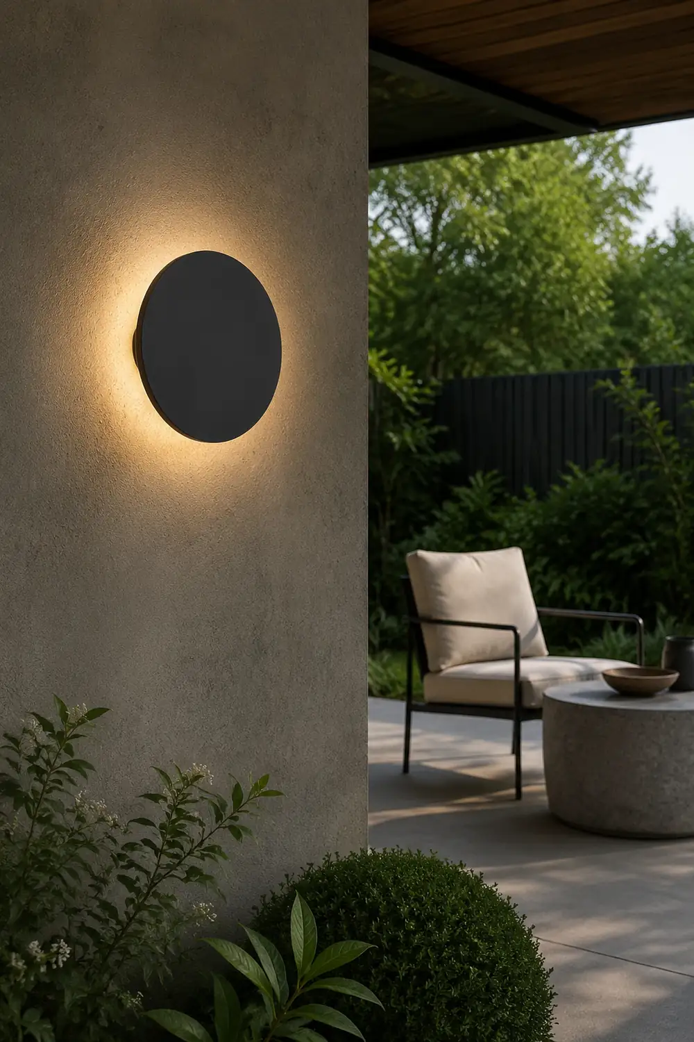 Flat Square Round LED Waterproof Black Modern Outdoor Wall Lights Wall Lamp - Lumpaz
