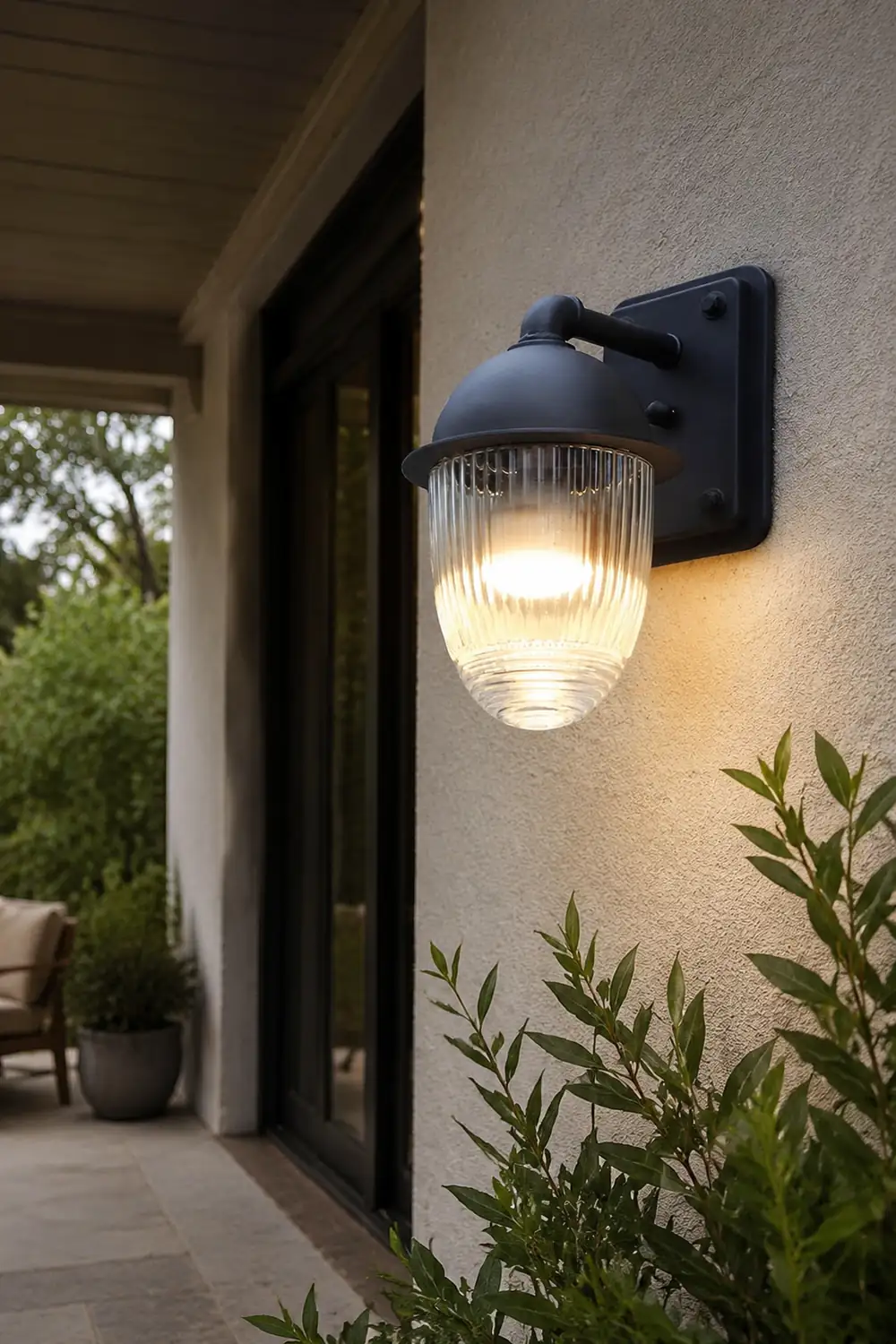 Waterproof Glass Ball Matte Black Modern Outdoor Wall Lamp Exterior Lights - Lumpaz