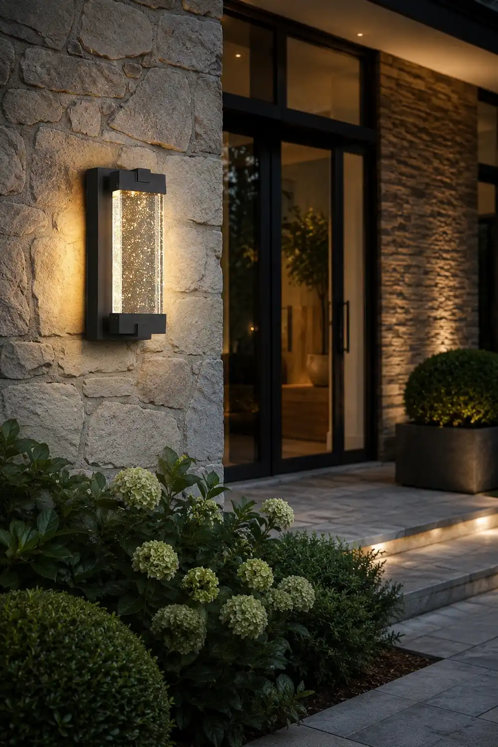 Rectangular Bubbles Crystal Waterproof COB Black Outdoor Wall Lights - Lumpaz