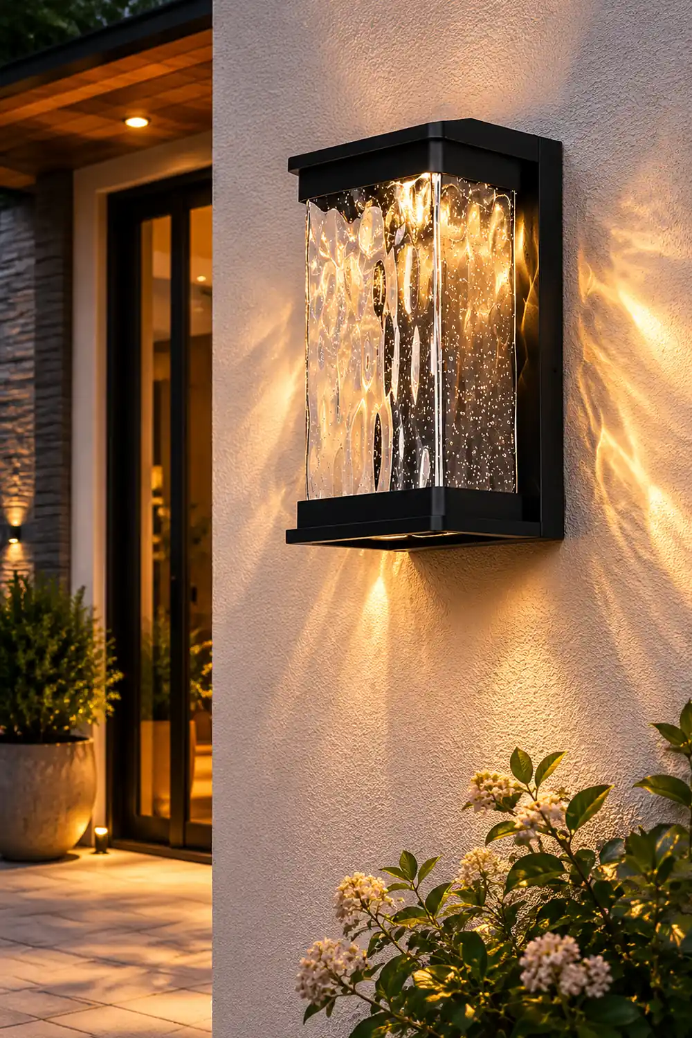Waterproof Creative Glass LED Black Modern Outdoor Wall Sconce Lighting - Lumpaz
