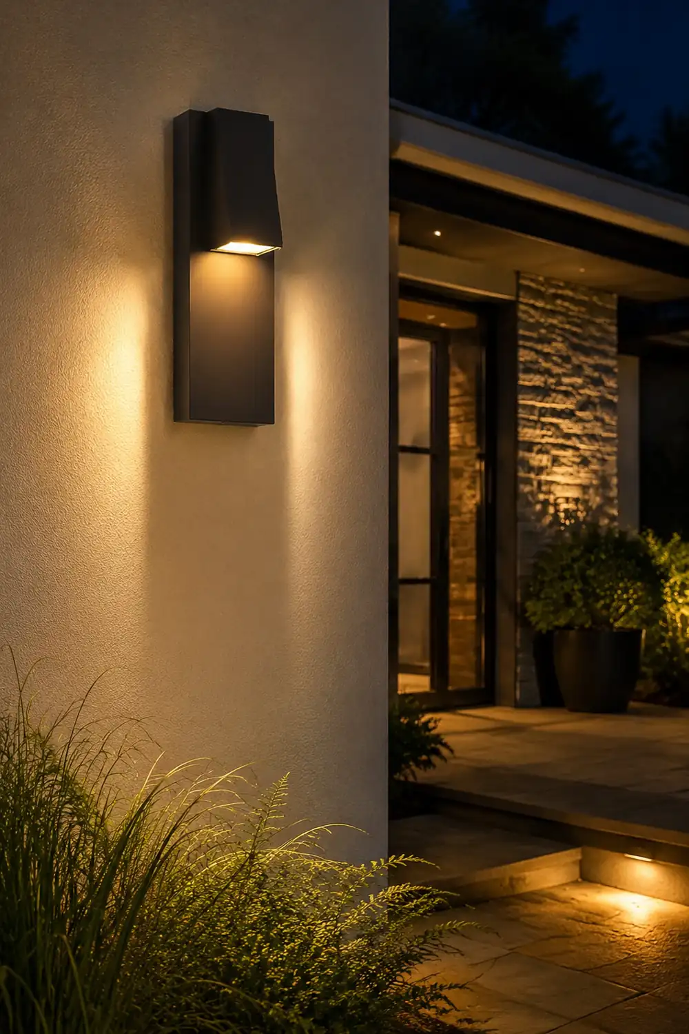 Rectangle Waterproof LED Black Modern Outdoor Wall Lamp Wall Light Fixture - Lumpaz