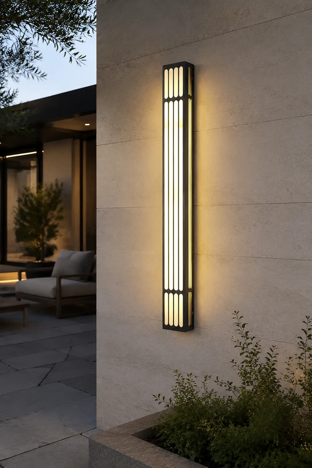 Long Strip Rectangular Waterproof LED Black Modern Outdoor Wall Lamp - Lumpaz