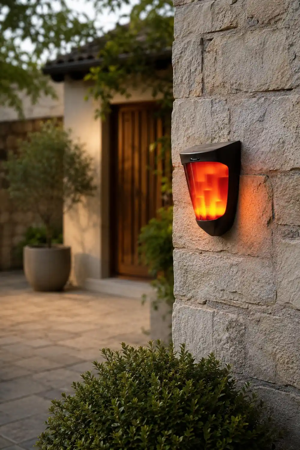 Solar Energy LED Outdoor Wall Lamp Flame Light Wall Sconce Lighting Wall Lights - Lumpaz