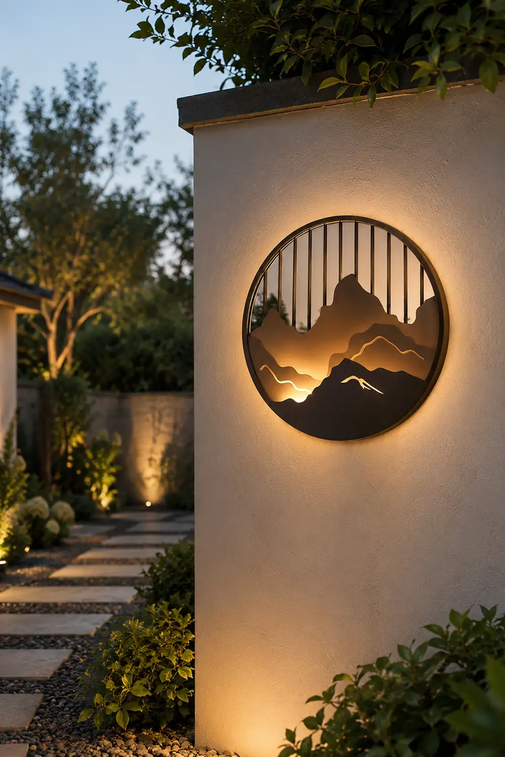 Round Mountain Scenery LED Waterproof Outdoor Wall Sconce Lighting - Lumpaz