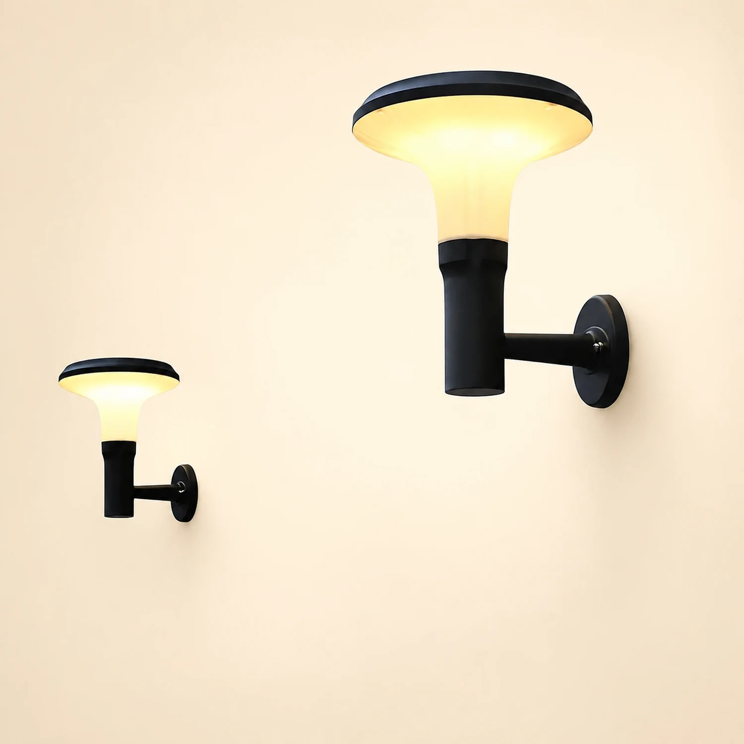 Round Flower LED Waterproof Black Modern Solar Wall Lamp Wall Sconces Lighting - Lumpaz