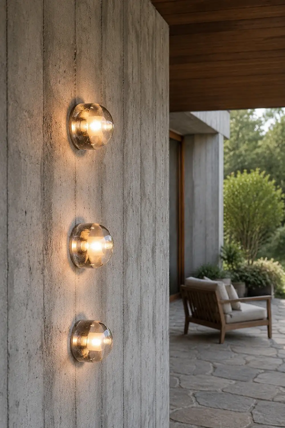 Round Bowl Glass LED Waterproof Transparent Rustic Outdoor Wall Lights - Lumpaz