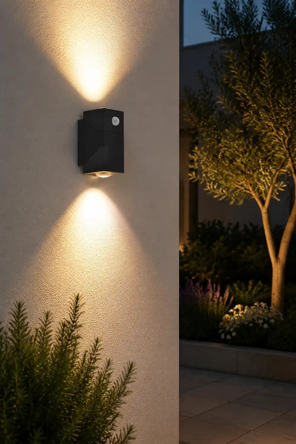 Adjustable Up and Down Light Motion Sensor Waterproof Black Wall Lamp - Lumpaz