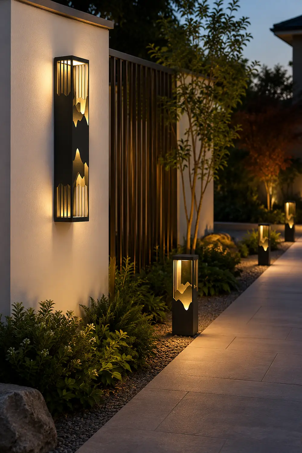 Mountain Scenery LED up Down Lighting Waterproof Solar Wall Lamp Porch Lights - Lumpaz