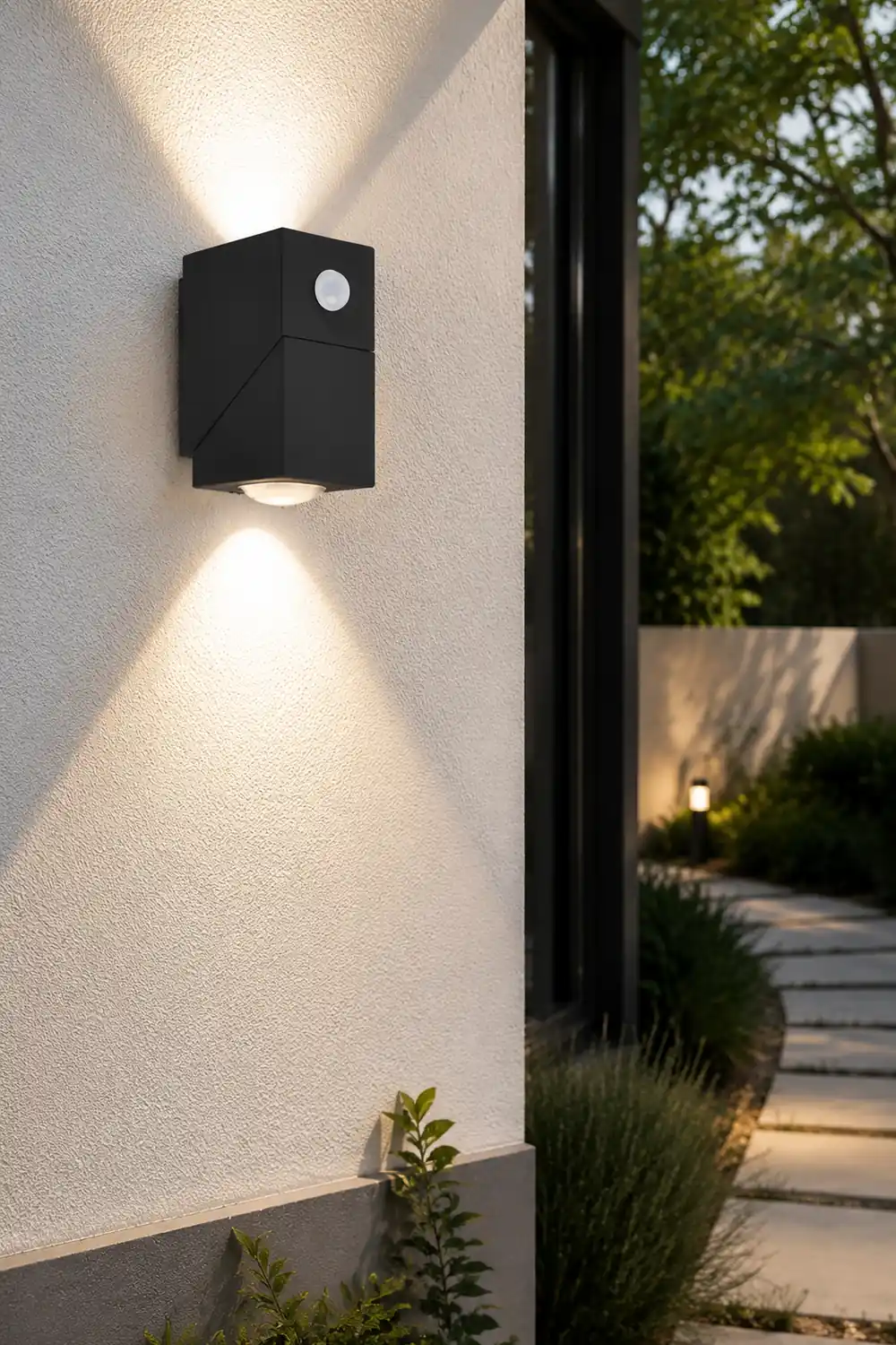 Adjustable Up and Down Light Motion Sensor Waterproof Black Wall Lamp - Lumpaz