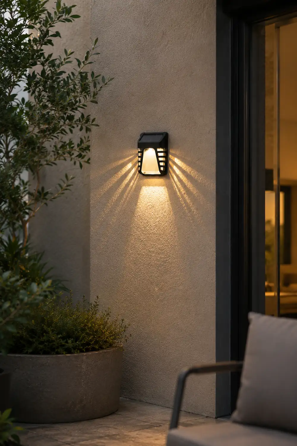 Waterproof Intelligent LED Black Modern Solar Outdoor Wall Lights - Lumpaz