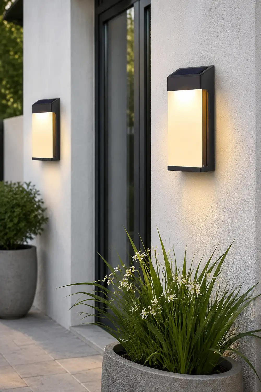 2 Pcs Rectangular LED Light-controlled Waterproof Outdoor Solar Sconce Lighting - Lumpaz
