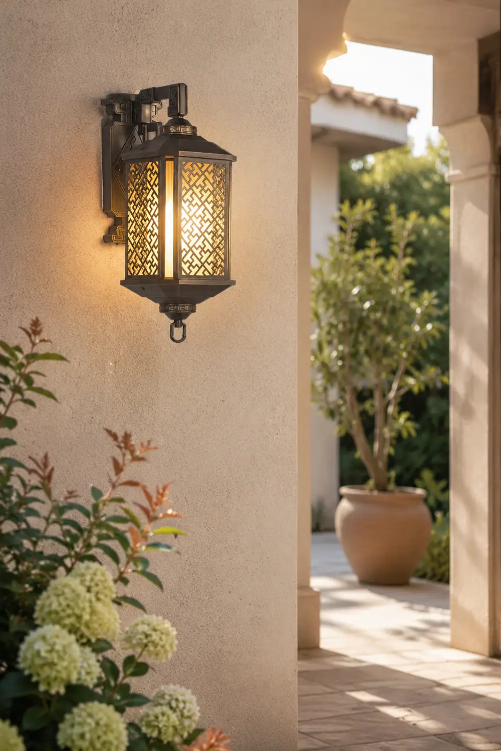Classical Hollow Pattern Outdoor Waterproof Wall Lamp for Villa Courtyard Corridor - Lumpaz