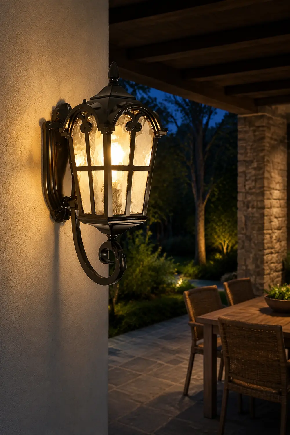 Vintage Glass Waterproof Black European-style Outdoor Wall Lamp Exterior Lights - Lumpaz