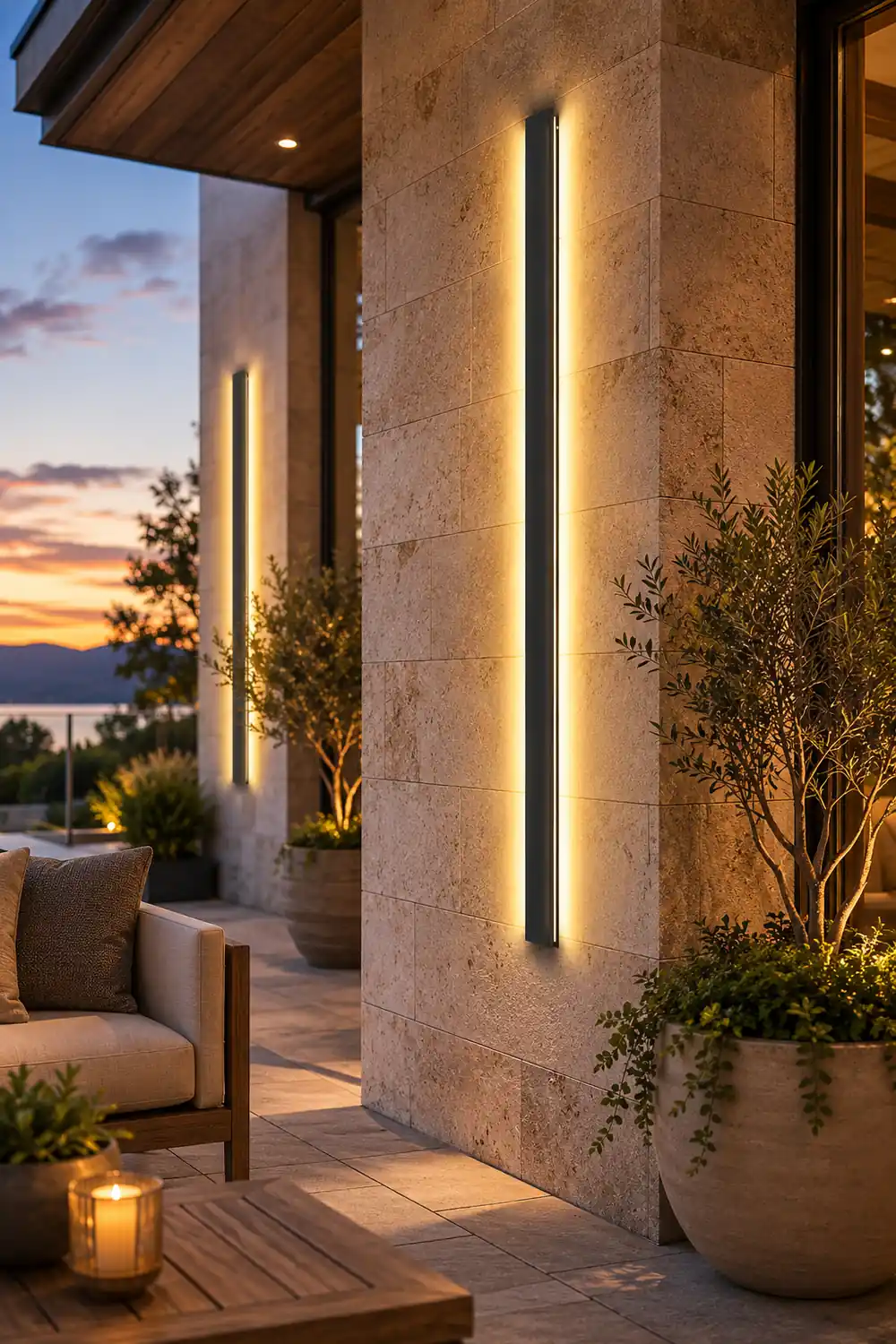 LED Long Strip Metal Waterproof Black Minimalist Outdoor Wall Lights - Lumpaz