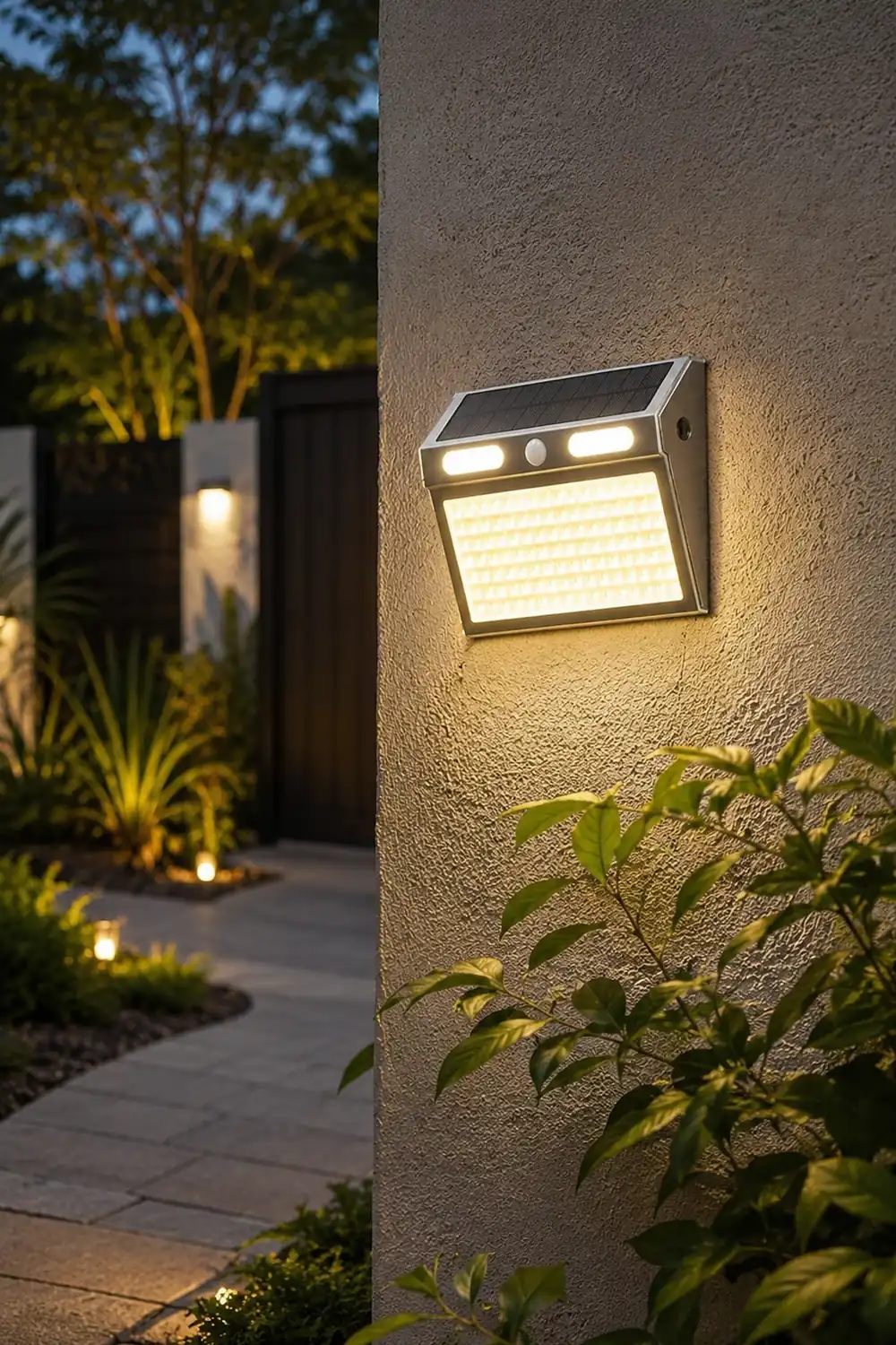 Rectangular Waterproof LED Motion Sensor Solar Wall Lights Outdoor Wall Lamp - Lumpaz